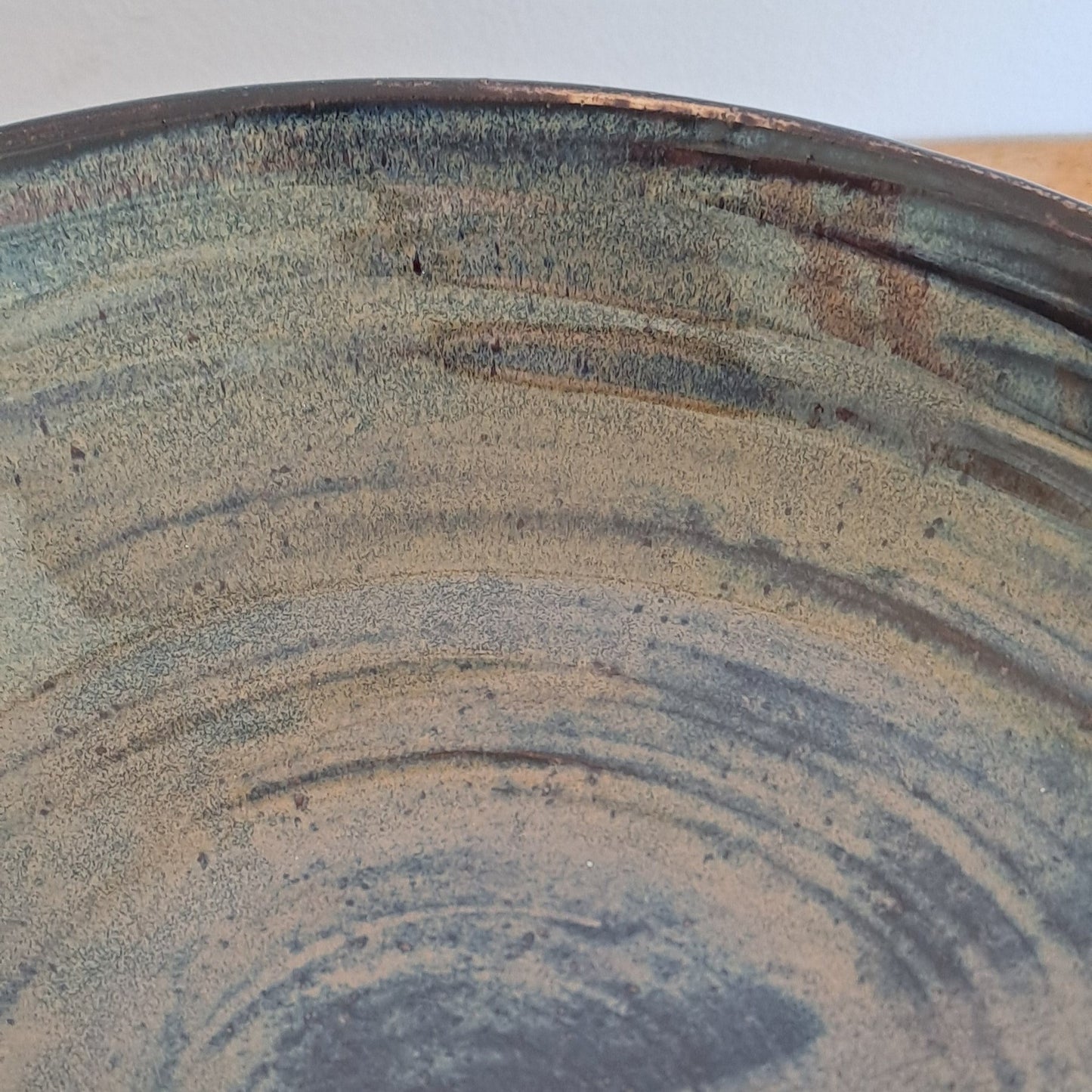 Close-up of a ceramic plate with concentric circular patterns