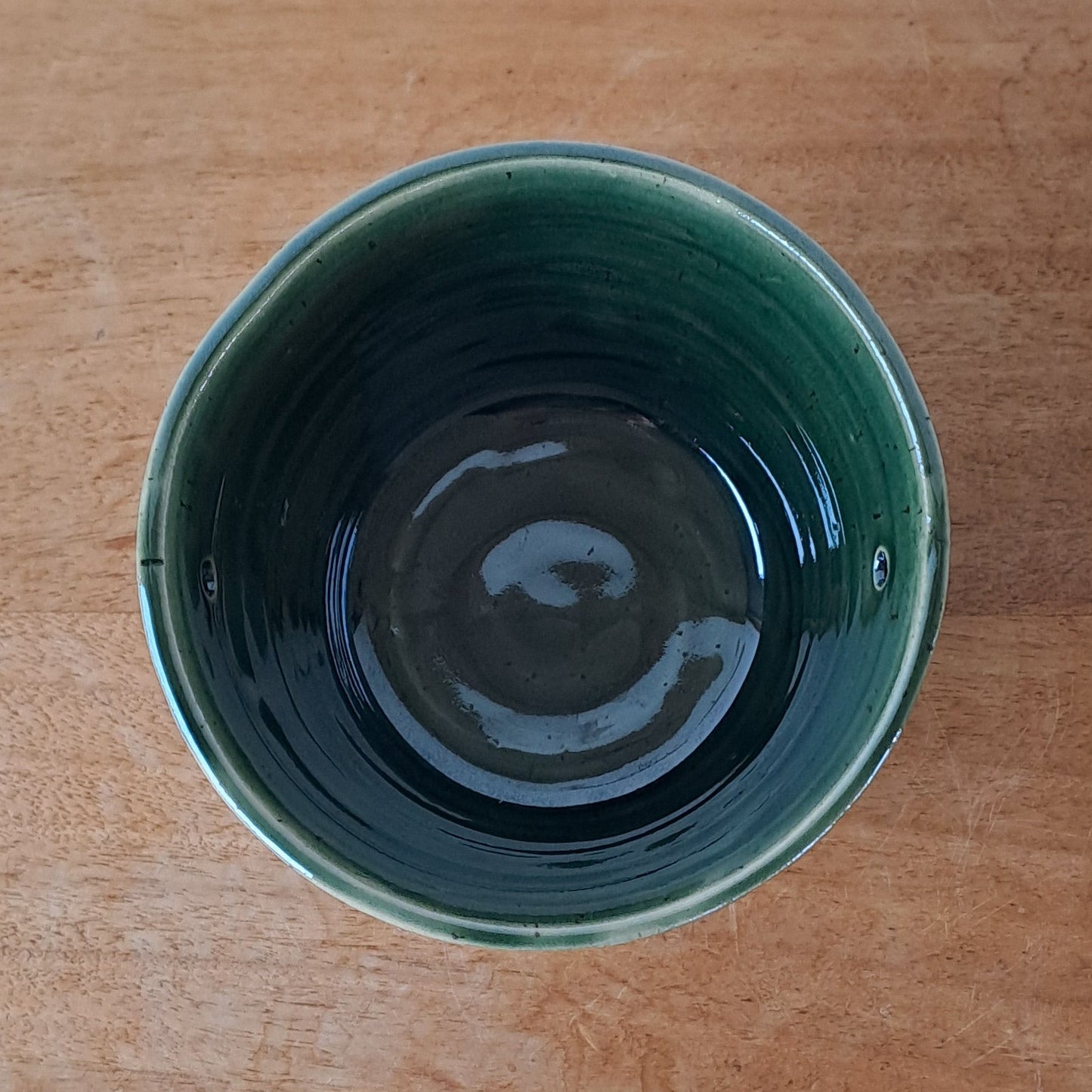 Small speckled stoneware ceramic planter with jade glaze